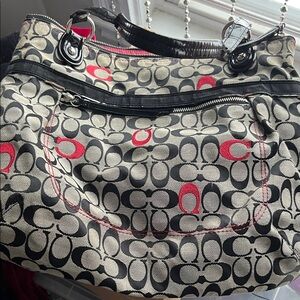Coach Black and Red Patterned Shoulder Bag